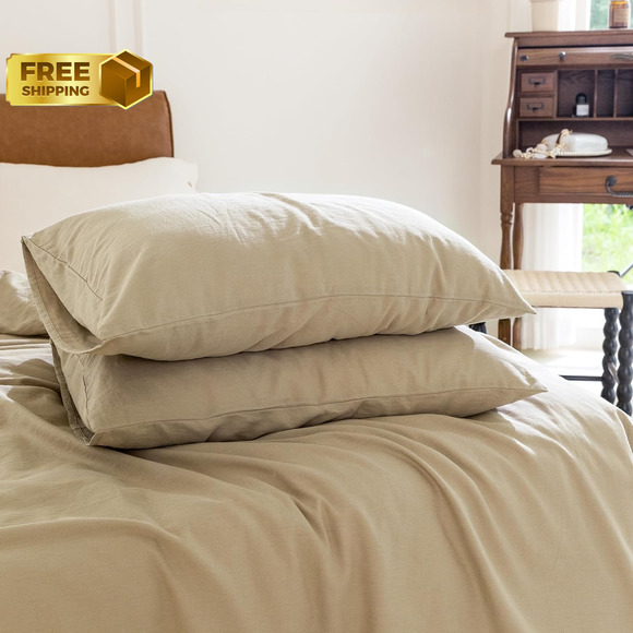 Duvet Cover Set 100% Washed Cotton 2 Pieces Bedding Set Twill Soft Cozy Twin/XL - Picture 4 of 6